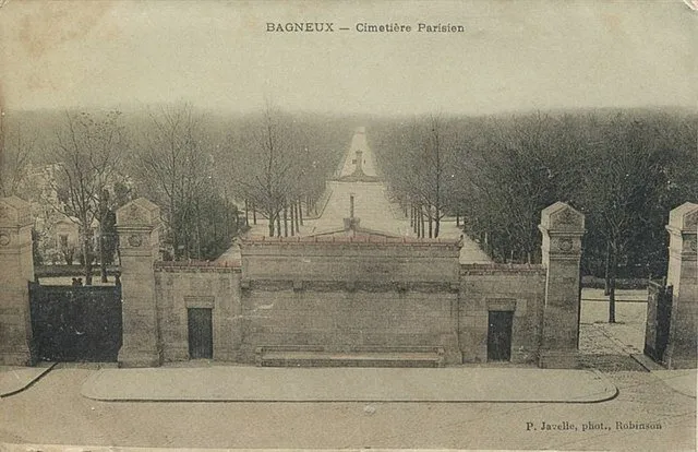 Vieille affiche représentant le cimetière parisien de Bagneux